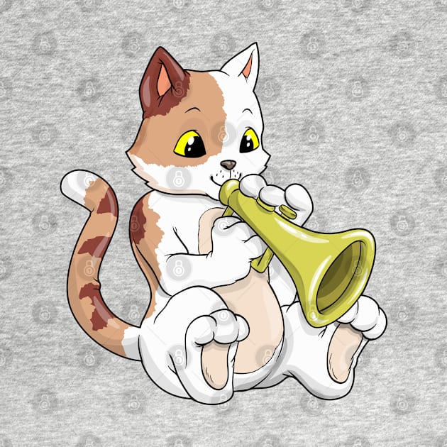 Cute cat is playing the trumpet by Markus Schnabel